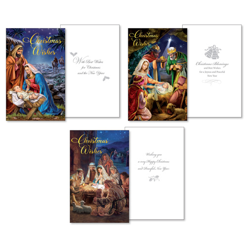 10 Christmas Cards / 3 Designs with Envelopes - Nativities