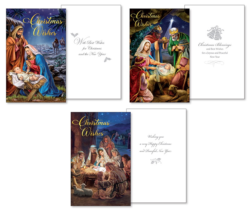 10 Christmas Cards / 3 Designs with Envelopes - Nativities