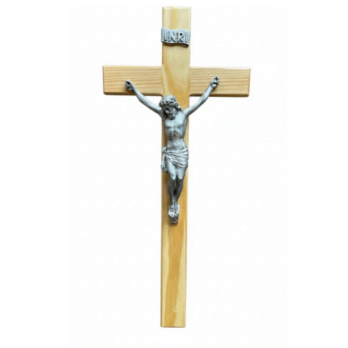 77cm Pine Crucifix with Silver Corpus
