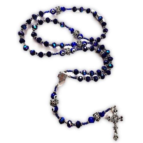 Stunning Royal Blue AB Crystal Glass Austrian crystal with the Evil Eye