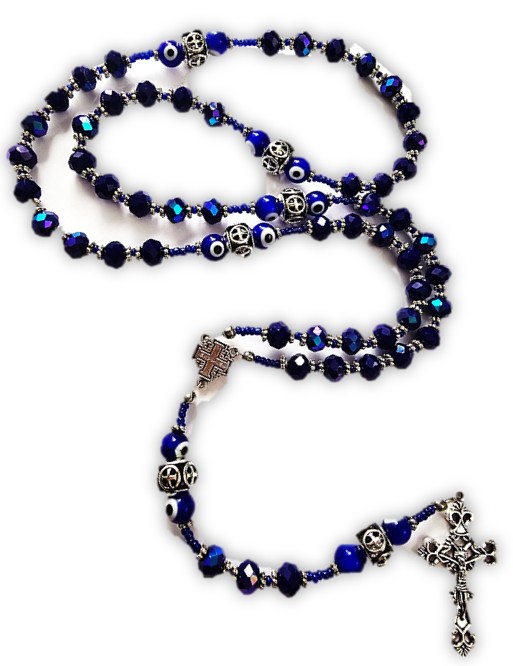 Stunning Royal Blue AB Crystal Glass Austrian crystal with the Evil Eye